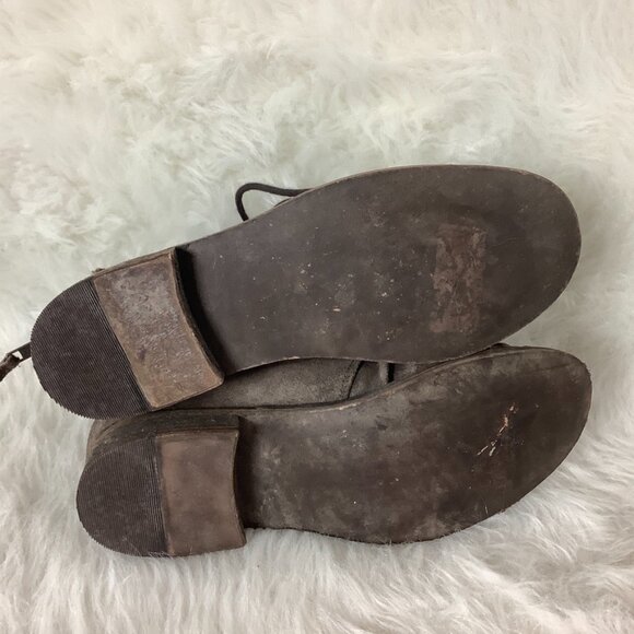 Free People X Faryl Robin Brown Suede Moc Toe Lace Up Dana Boots 8 - Picture 8 of 8